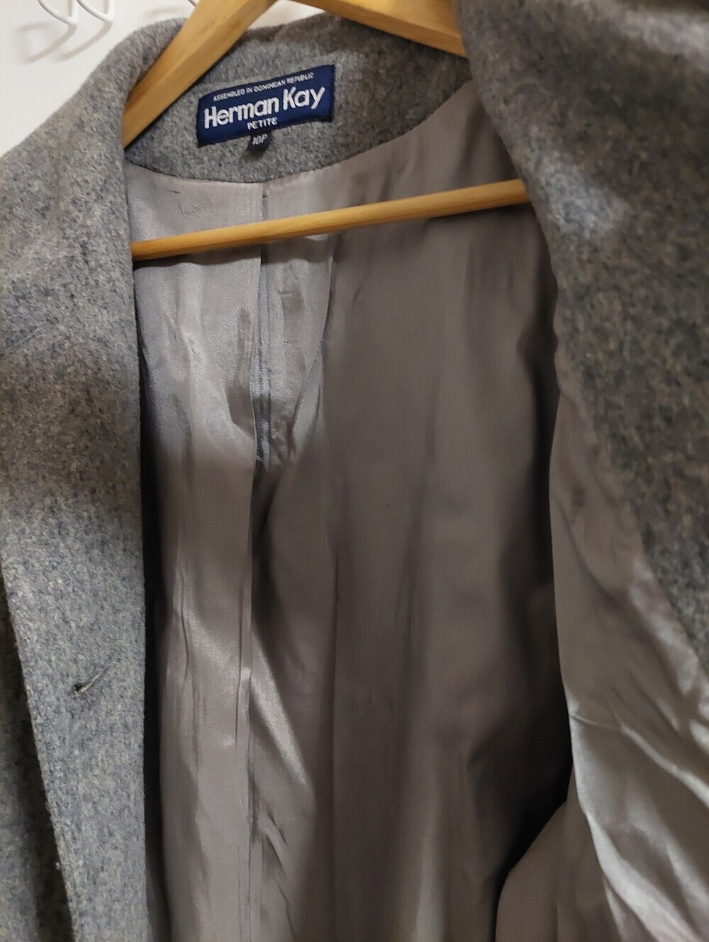 Herman Kay Women's Gray Wool Coat Jacket - Picture 5 of 6